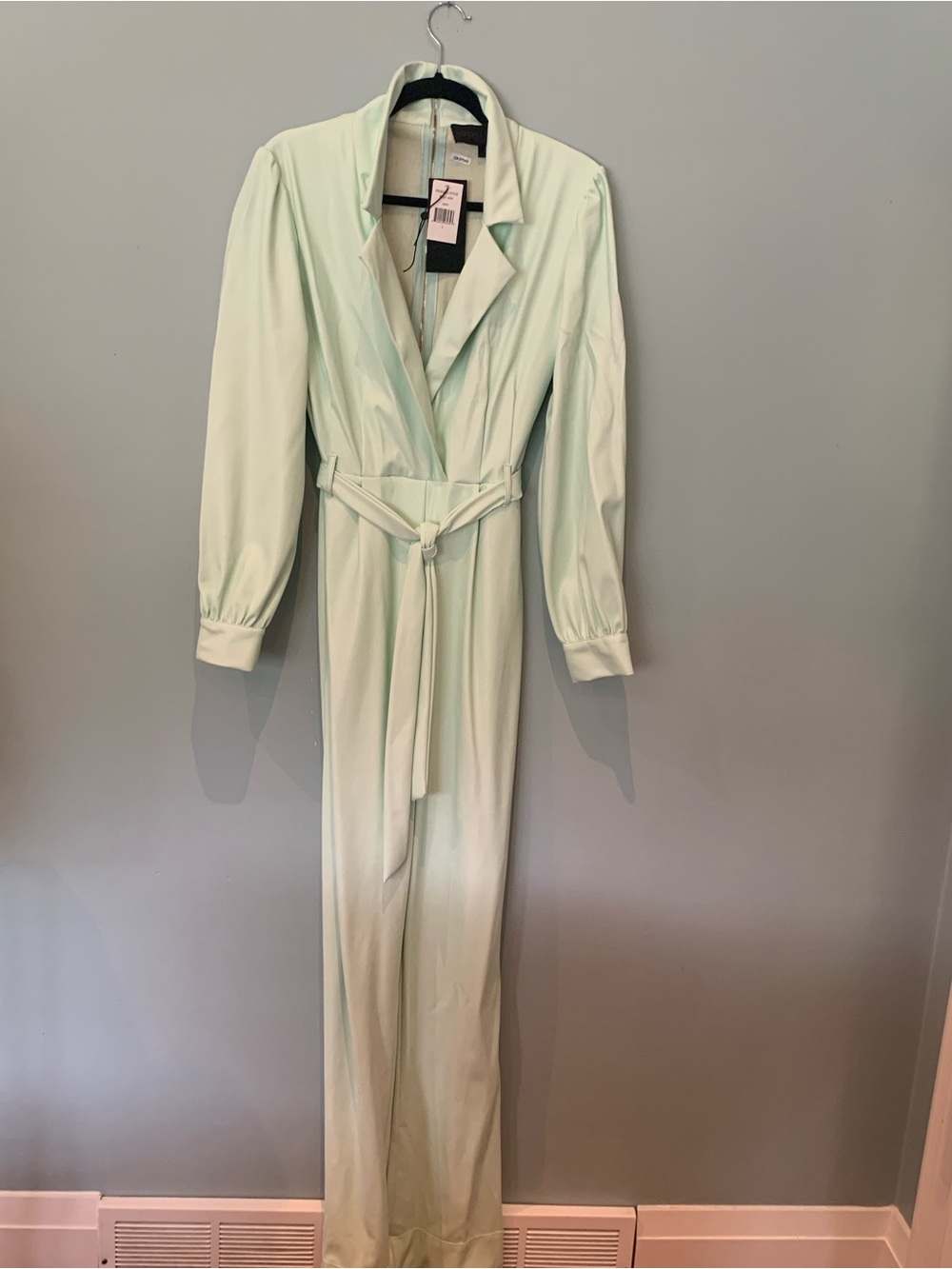 Kendall & Kylie Mint Green Belted Faux-Leather Blazer Jumpsuit